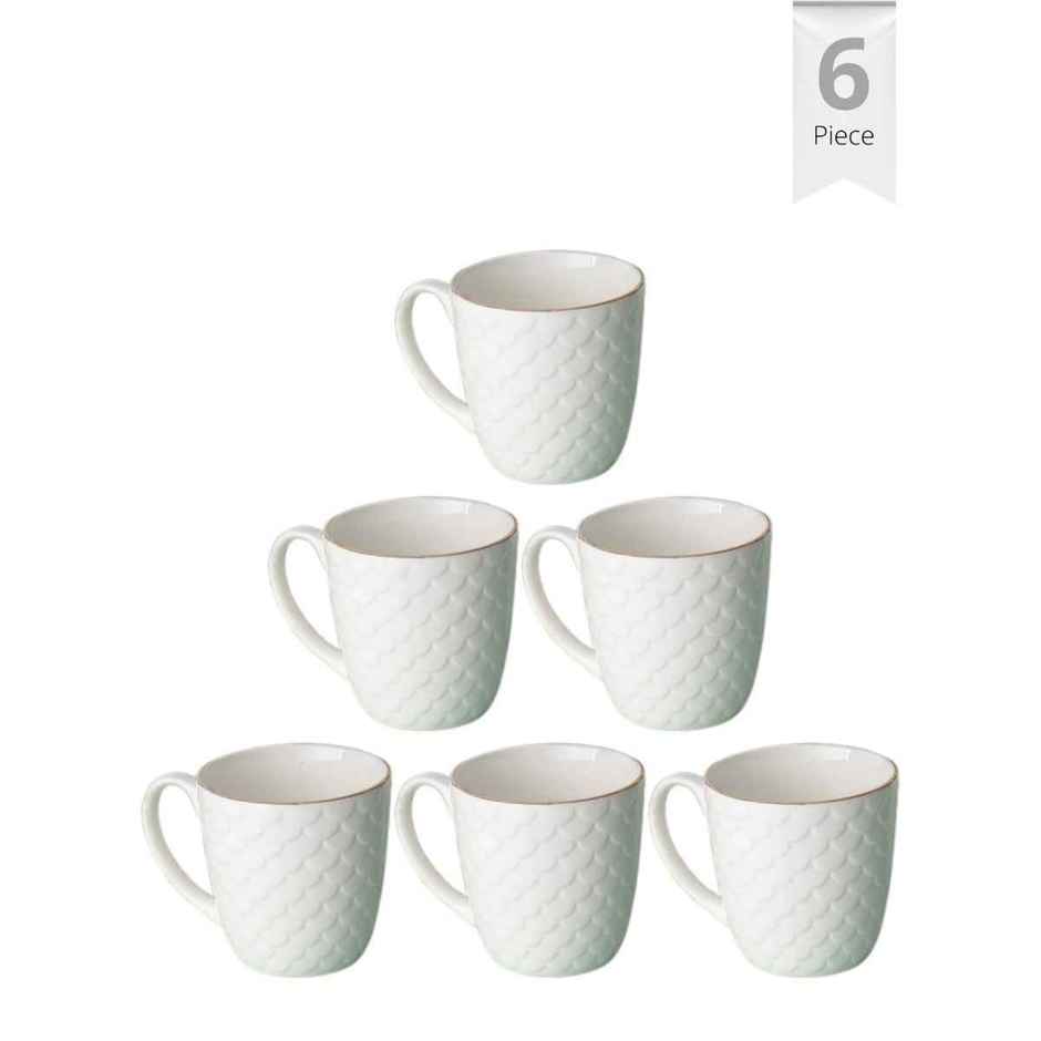 Clay Craft Fine Ceramic Ripple Coffee Mug Set Of 6 | Cups For Tea and Coffee | Mug Set | Gift Set