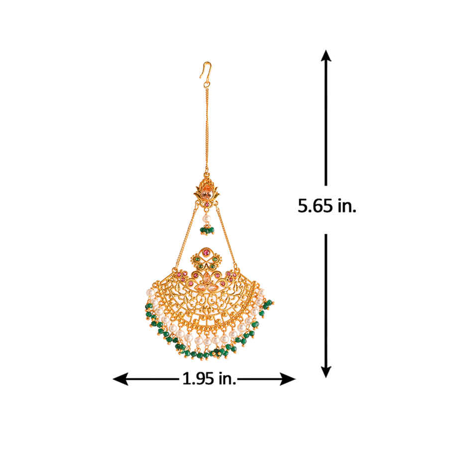 Voylla Abharan Ethnic White Pearls Maang Tika