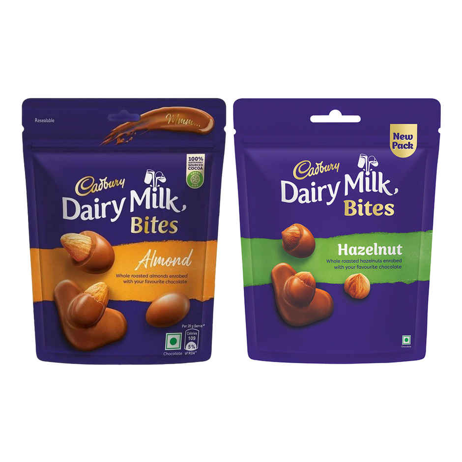 Cadbury Dairy Milk Bites- Almonds(40gms) & Cadbury Dairy Milk Bites- Hazelnut(40gms) Chocolate Combo