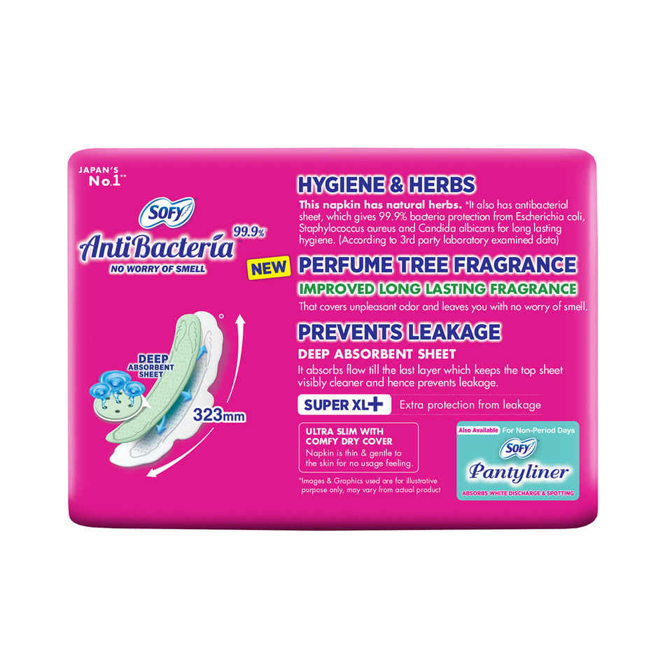 Sofy AntiBacteria XL+ Sanitary Pads |6 Layer Deep Absorption | 323mm