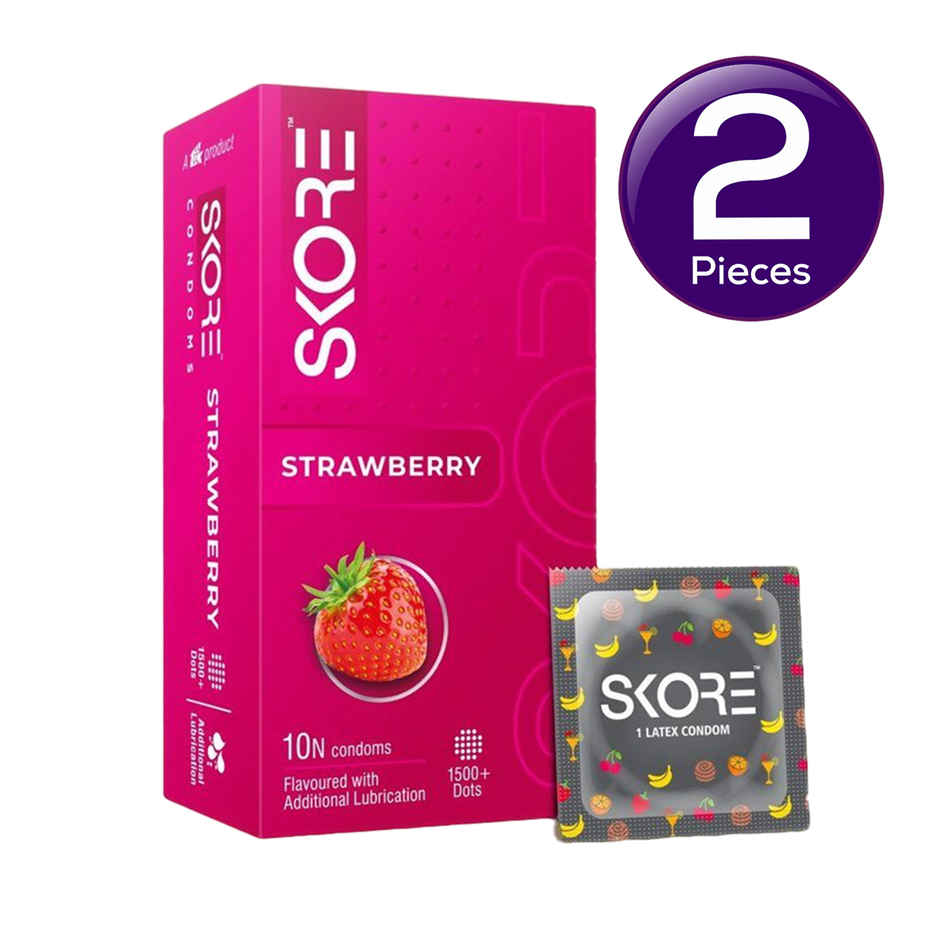 Skore Colored And Flavoured Condoms - Strawberry Combo