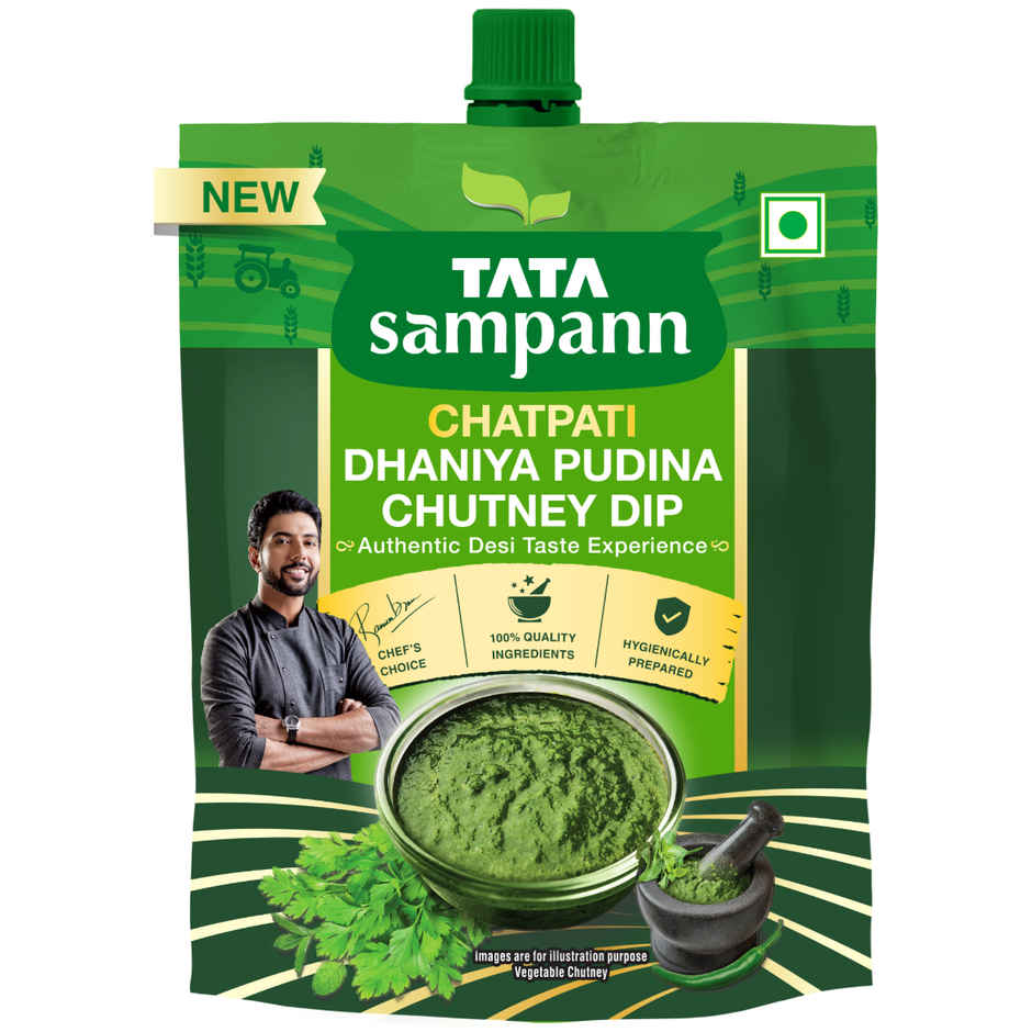 Tata Sampann Chatpati Dhaniya Pudina Chutney Dip | Made with Fresh Coriander and Mint | Hari Chutney