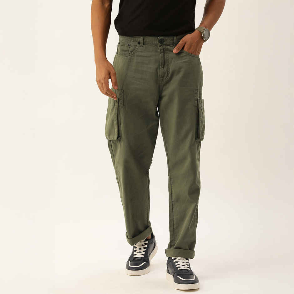 Bene Kleed Men's Straight Fit Cargo Trousers | Olive - 34