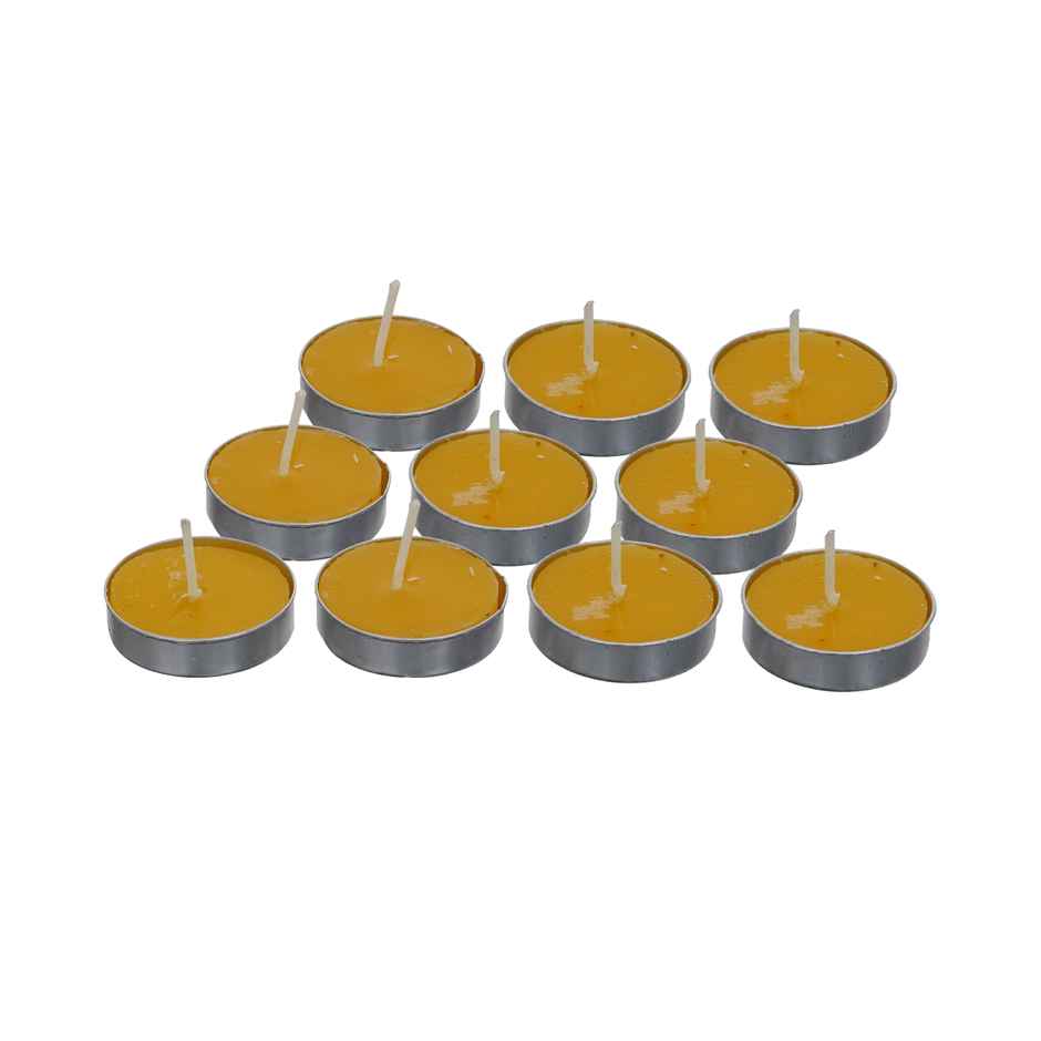 eCraftIndia Set Of 10 Lemon Scented Tea Light Candles
