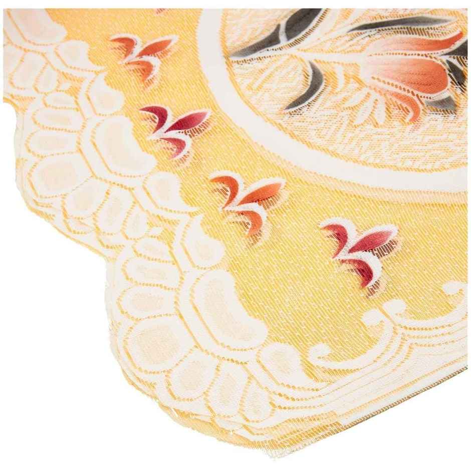 Kuber Industries Premium Cotton Flower Design Round Shape 5 Seater Sofa Cover|10 Piece (Cream)