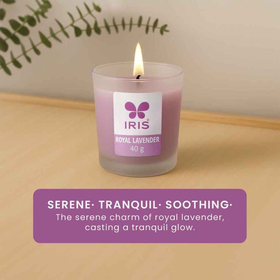 Royal Lavender Frosted Shot Glass Scented Candle | 8 Hours Burn Time | Home Decor | IRIS