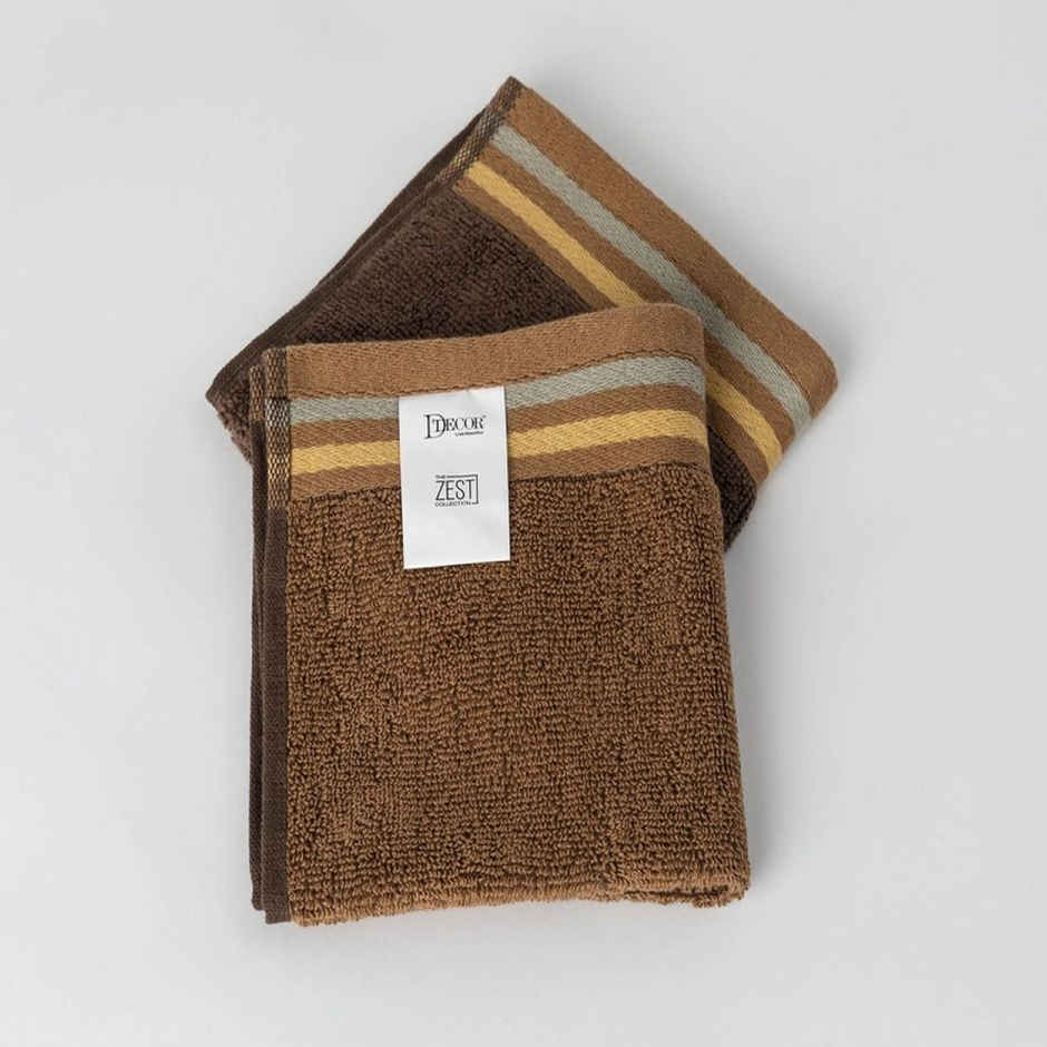 DDECOR Yarn Dyed Sporty Look Cotton Reversible 500 GSM Face Towel - Coffee Brown/Chocolate Brown