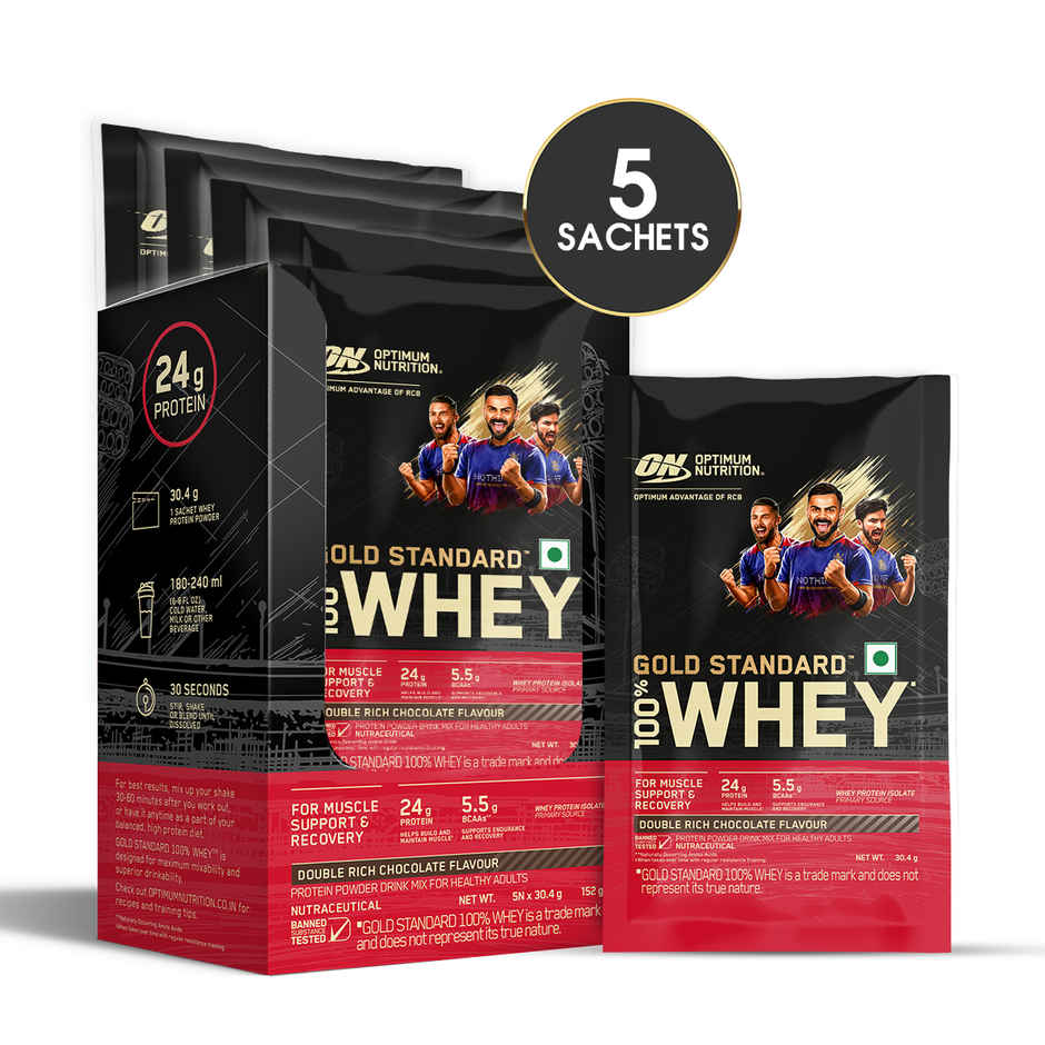 Optimum Nutrition Gold Standard Complete Whey Protein Powder Double Rich Chocolate (5 X 30.4g)