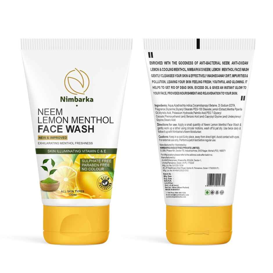 Nimbarka Neem Lemon Menthol Facewash Refreshing & Deep Cleansing Anti-Acne Formula