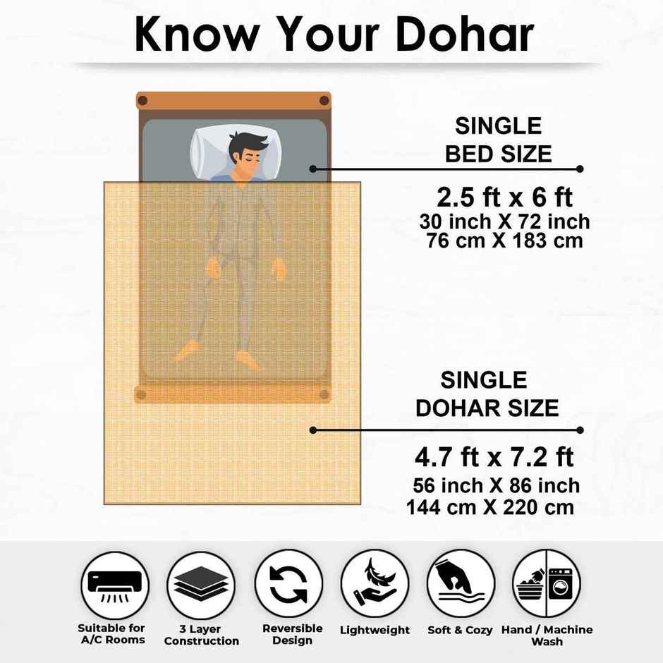 Story@home Printed Single Dohar/Duvet Cover (Cotton, Brown, White) (220x144x2 cms)