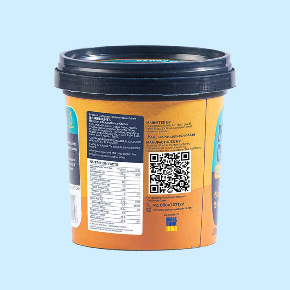 Get-A-Way Belgian Chocolate High Protein Ice Cream Cup | Zero Added Sugar