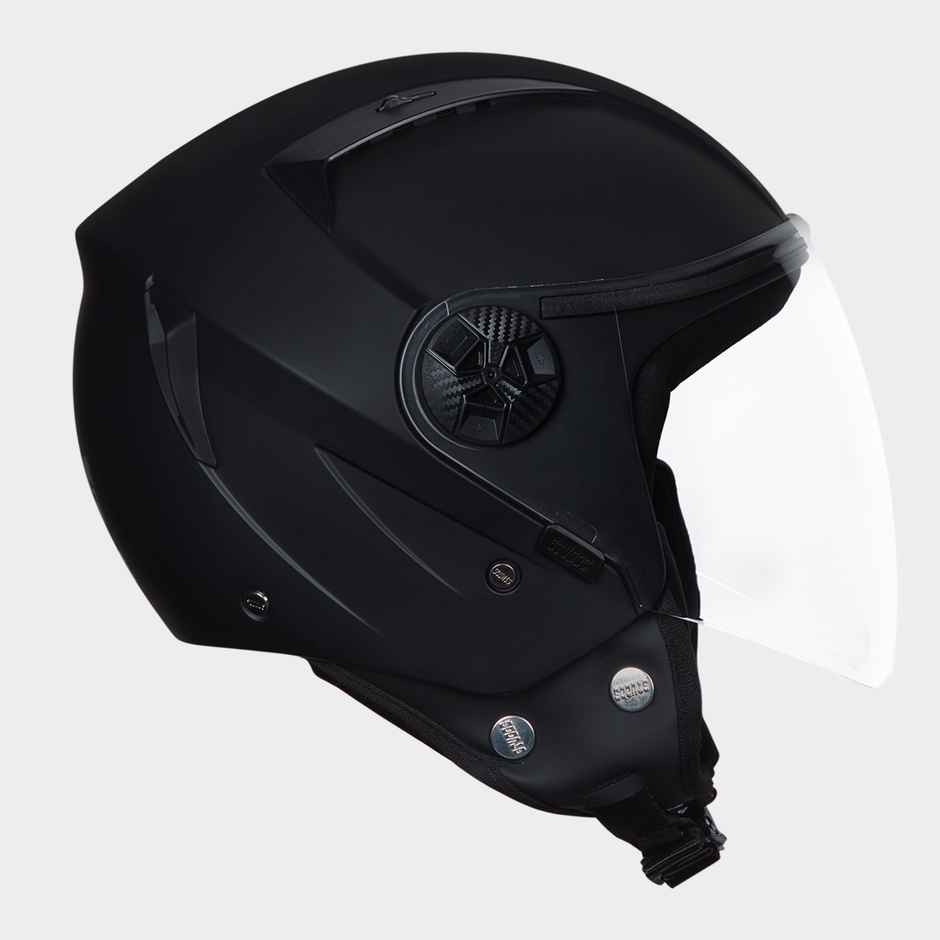 Studds Vogue Open Face Motorcycle Helmet with Clear Visor |Matt Black - M