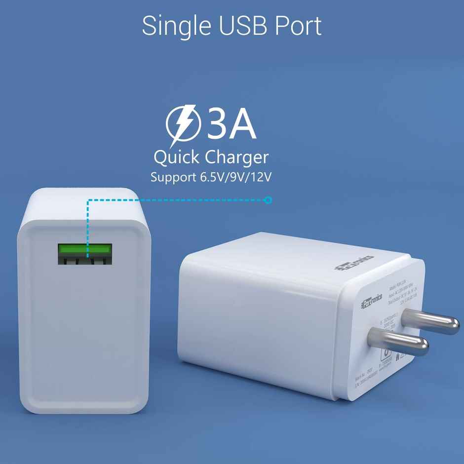 Portronics Adapto One Charger (POR 1104) | 20 W | Single Port - White