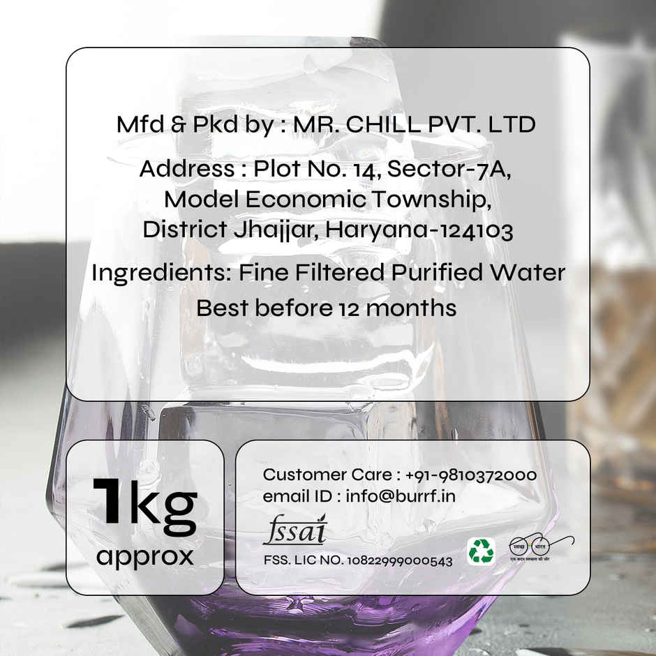 Burrf Super Cubes Ice Cubes (1kg) & Absolut Mixers Sparkling Raspberry & Lemon Flavoured (250ml) Combo