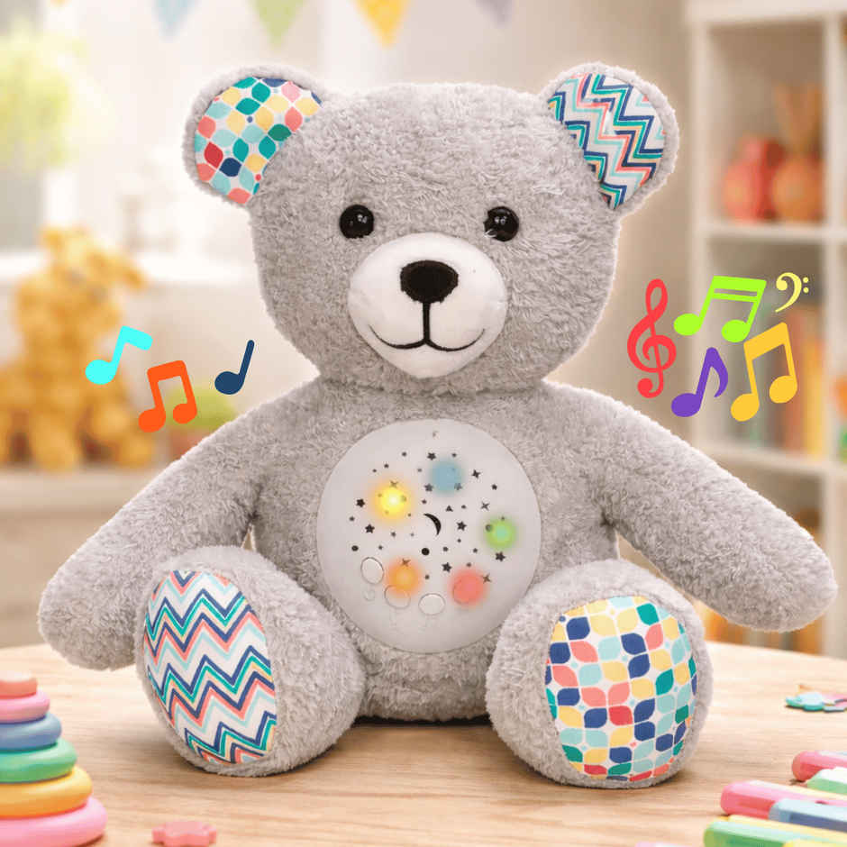 Toytales Grey Musical Toy | Electronic Toys | Star Projector | Perfect Soft Toy For Kids | Bedtime