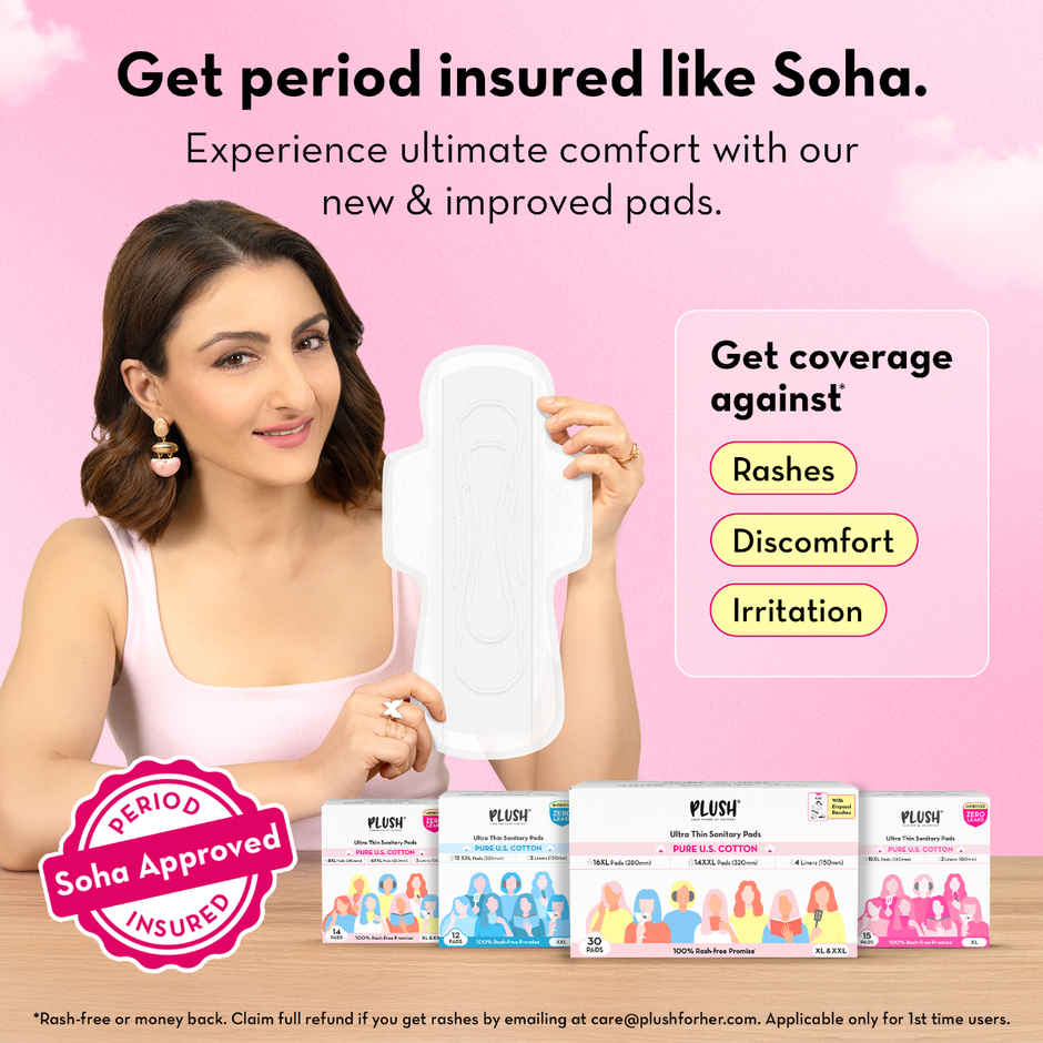 Plush Cramp Relief Heating Patch (2pc) & Plush Rash Free Sanitary Pads (1pc) Combo