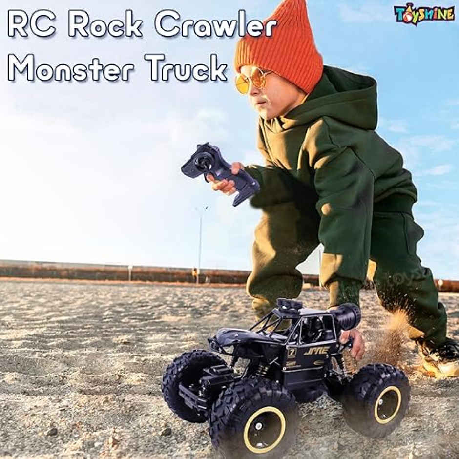 Toyshine 1:16 Scale 2.4Ghz Rechargeable Remote Control 4Wd Alloy Off Road Rock Crawler | Black