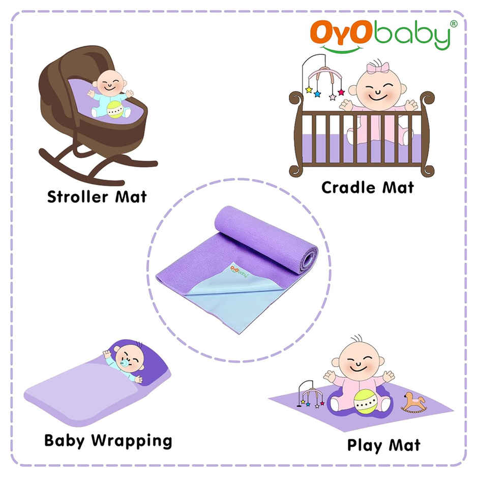 Oyo Baby Waterproof Dry Sheet for Baby | Grey | M | 100 x 70 cm
