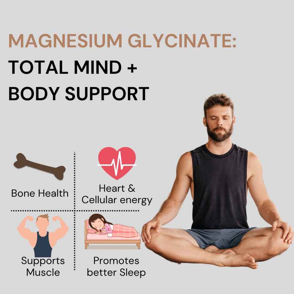 Pure Nutrition Magnesium Glycinate + Zinc | Sleep, Stress Relief & Muscle Recovery | 60 Veg Tablets