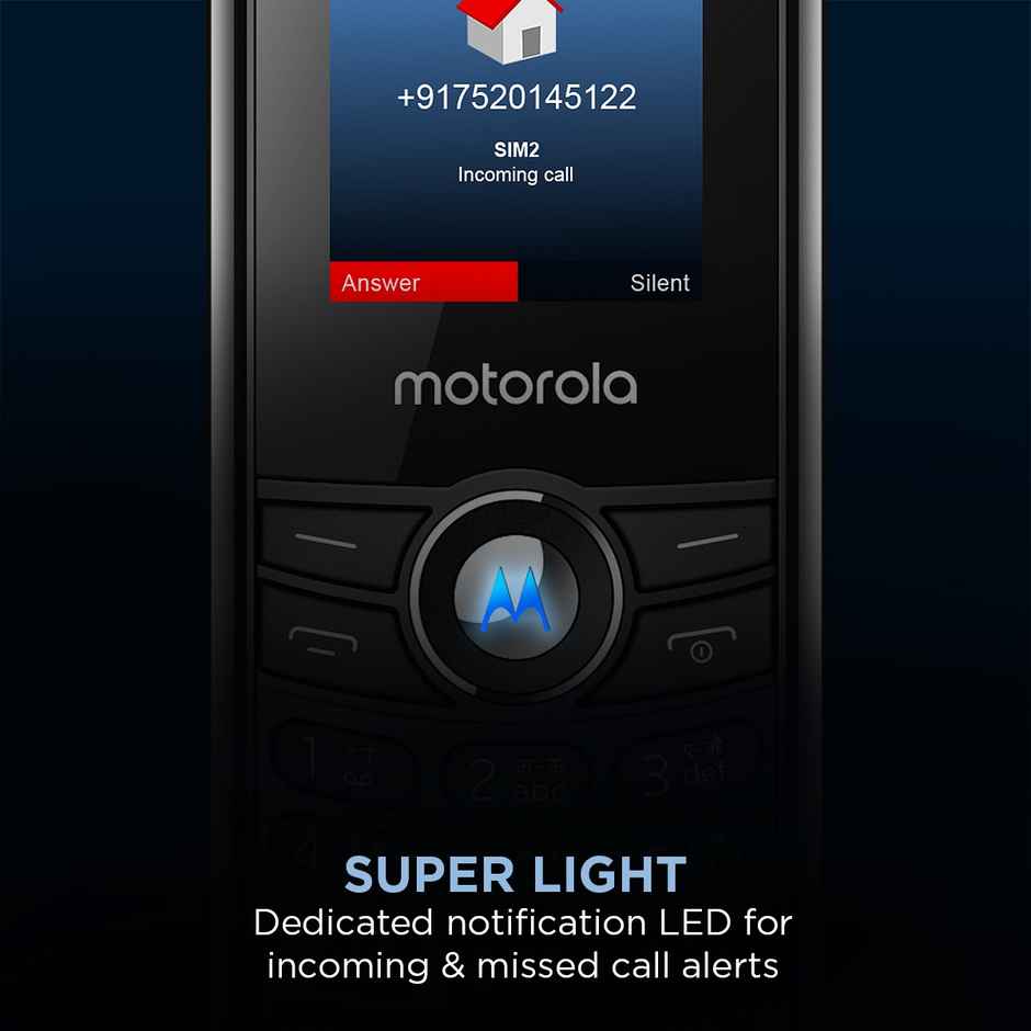 Motorola A100 Single SIM Keypad Phone | Long Lasting Battery | Loud Sound | Wireless FM | Black