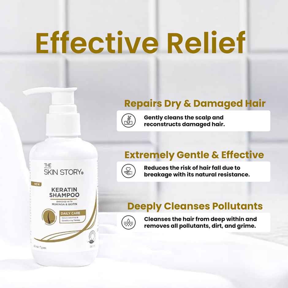 The Skin Story Keratin Shampoo For Smooth Anti-Frizz Hair Prevent Hair Fall Split Ends Paraben Free
