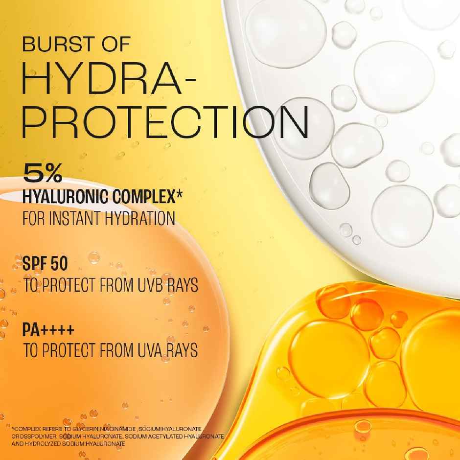 Lakme 5% Hyaluronic Water-Light Sunscreen Gel Spf 50 Pa++++ For Oily Skin, Plump & Hydrated Skin