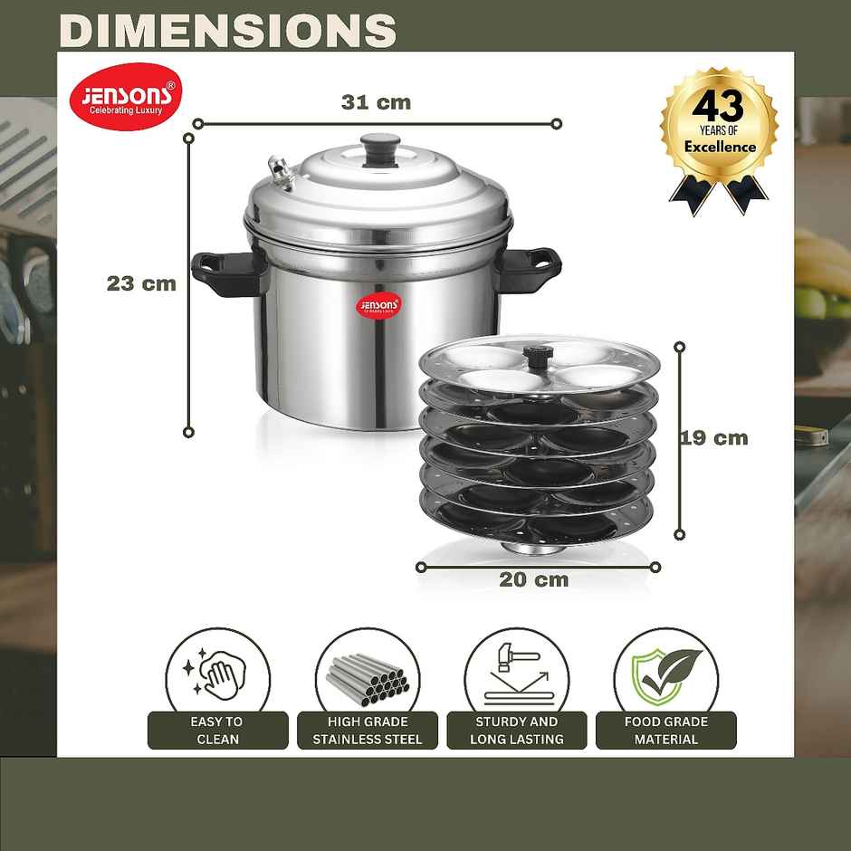 Jensons idly cooker with 24 idly Plate