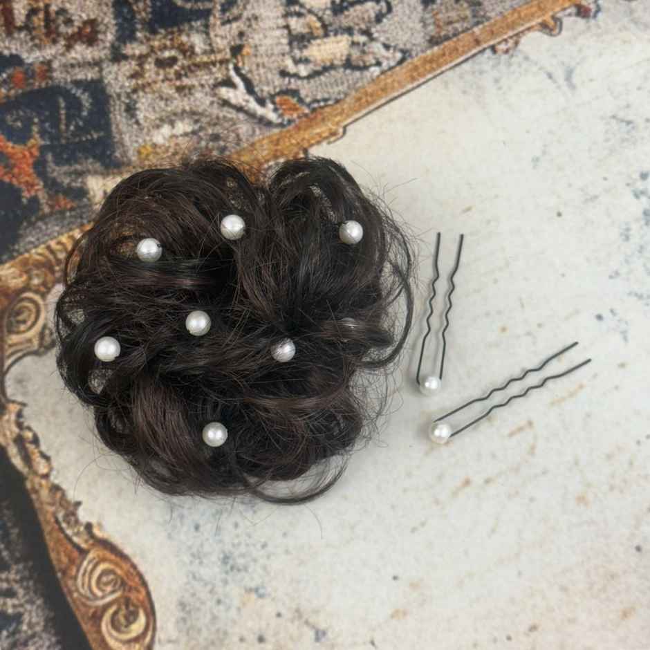 The Opal Factory Hair Accessories | Pearl Juda Pin for Women | Set of 10 | Black