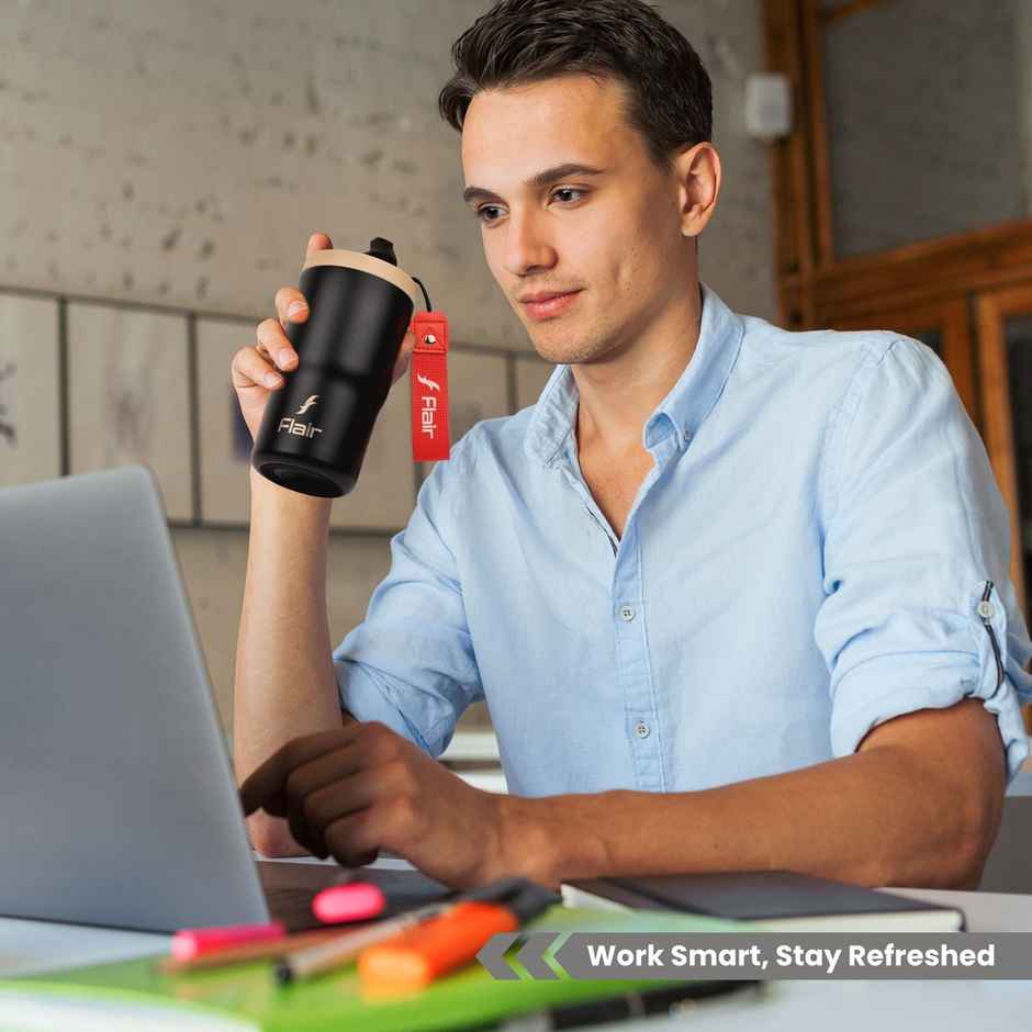 Flair Brew Mug Vacuum Insulated Steel Bottle (480 Ml,Black), 9 Hours Hot And 15 Hours