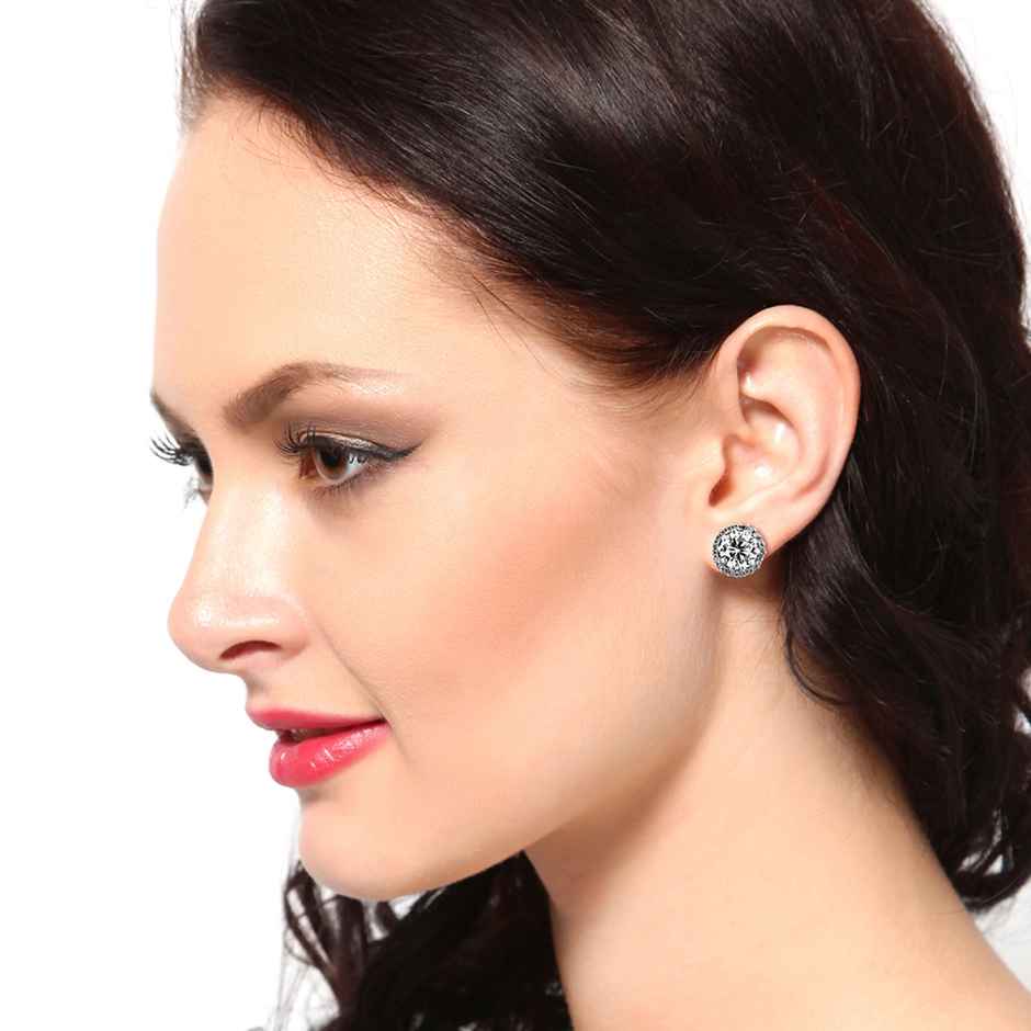 Carlton London Rhodium Plated with CZ Mini Stud Earring | FJE1791