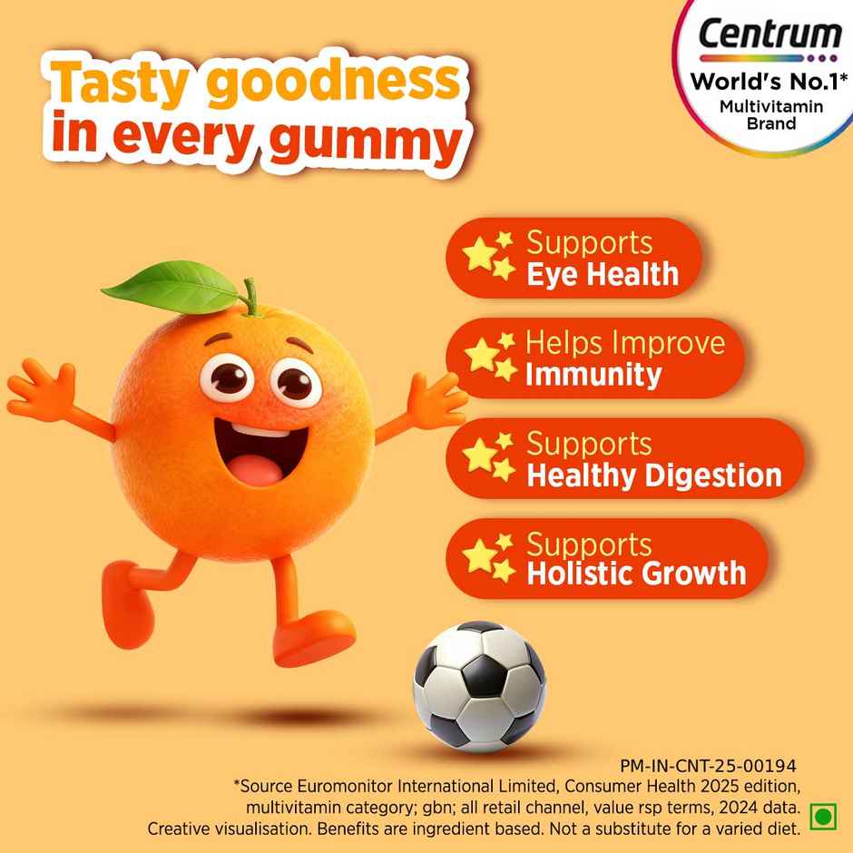 Centrum Kids Multivitamins - Zinc, Vit. B, C, D for Overall Growth & Immunity (30 Veg Gummies)