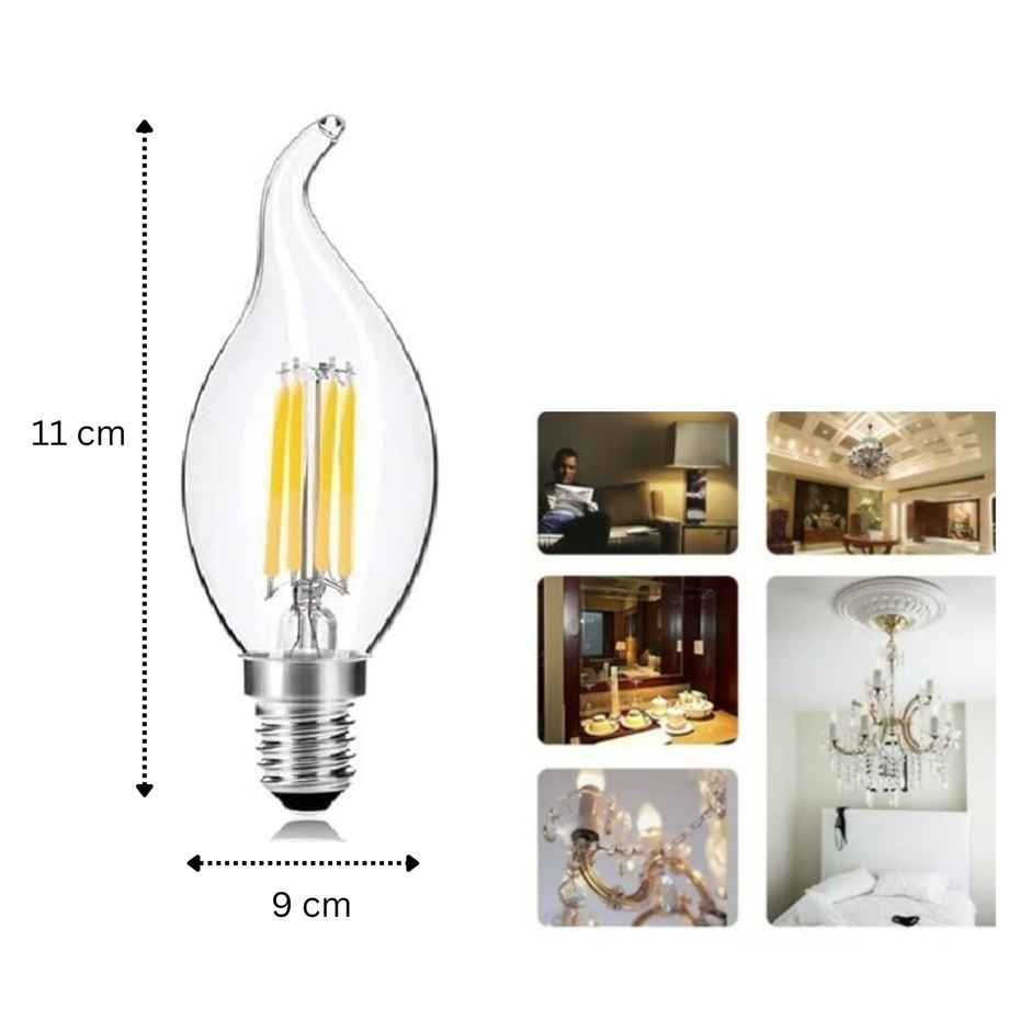 Desidiya Dimmable 4 Watts C35 Led Bulb, Base E27 Holder (Warm White) 