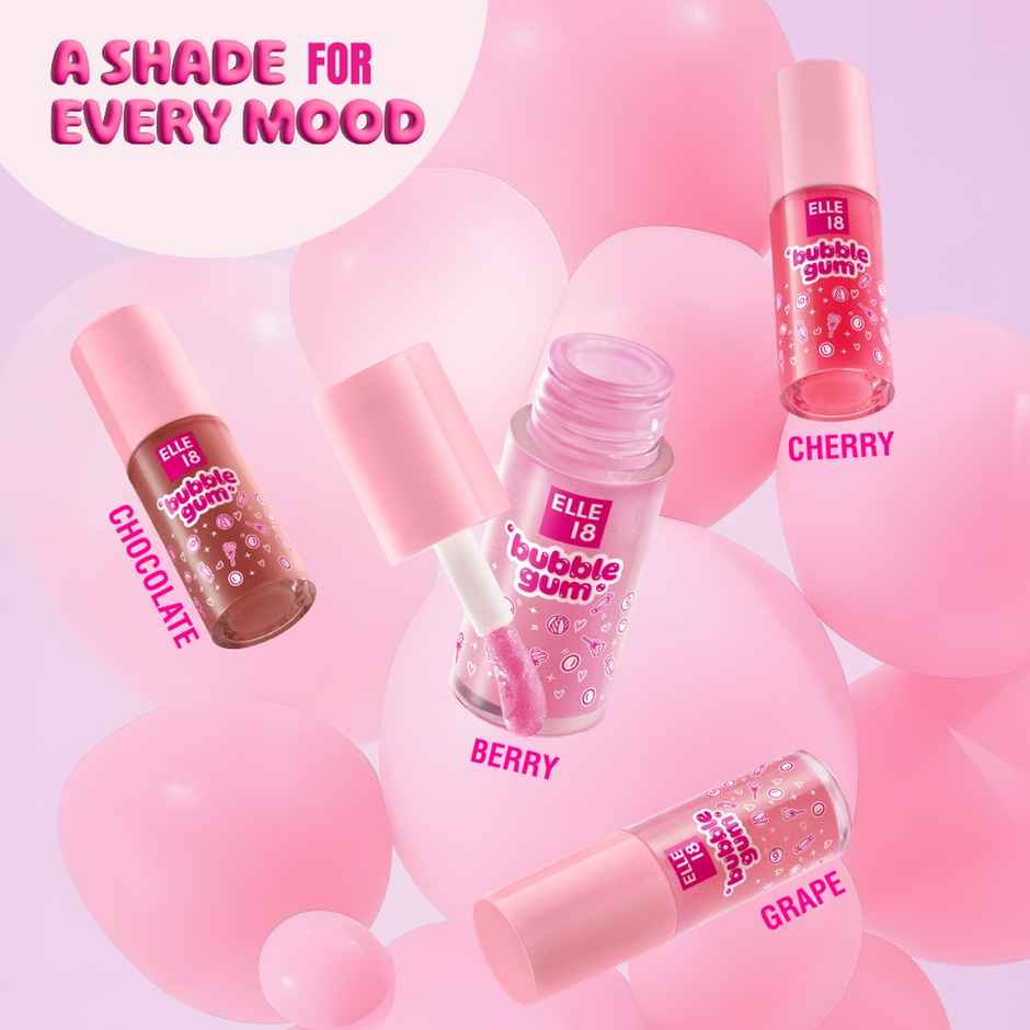 Elle 18 Bubblegum Lip Jelly, Lip Gloss - Chocolate, Pigmented, Fuller Lips