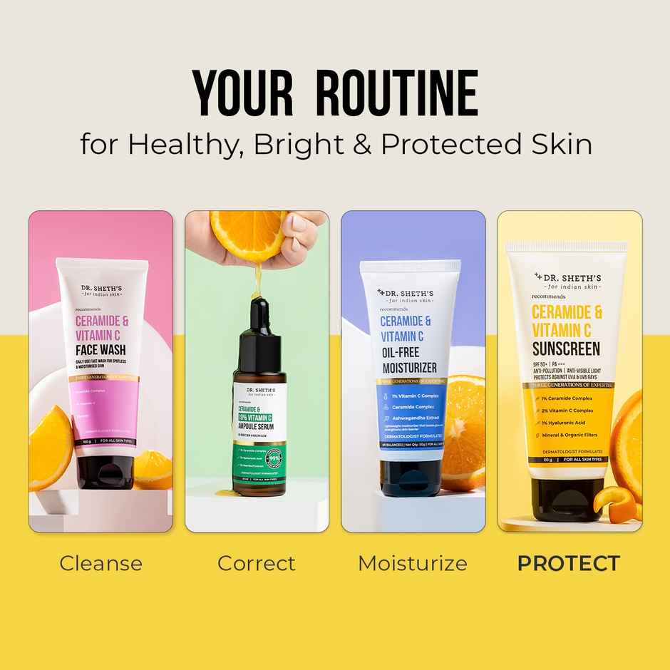 Dr. Sheth'S Kesar & Kojic Acid Oil Free Sunscreen Spf 50+ Pa++++Reduces Pigmentation, For Oily Skin