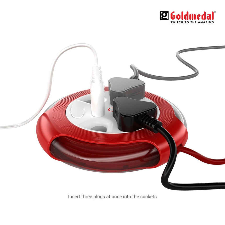 Gold Medal Krysta 2 Pin Heavy-Duty 5-Meter Cable Extension Cord|Master Switch with Indicator|Universal Sockets | Ultra-Smooth Rotation Extension Board for Home & Office Combo 