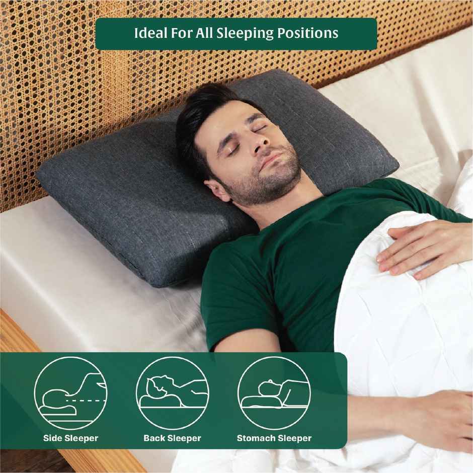 The White Willow Orthopedic Memory Foam Pillow | Medium Firm | King Size - 24 x 16 x 4 Inch - Grey