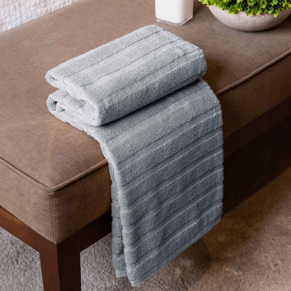 Mytrident Quick Dry Cotton Bath Towel | 28 x 56 in | Charcoal Grey