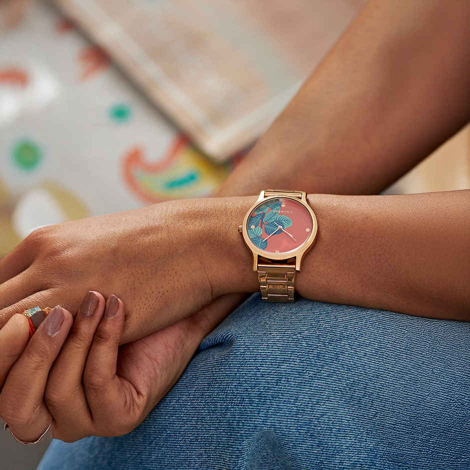 Chumbak Women's Metal Round Analog Watch | Teal