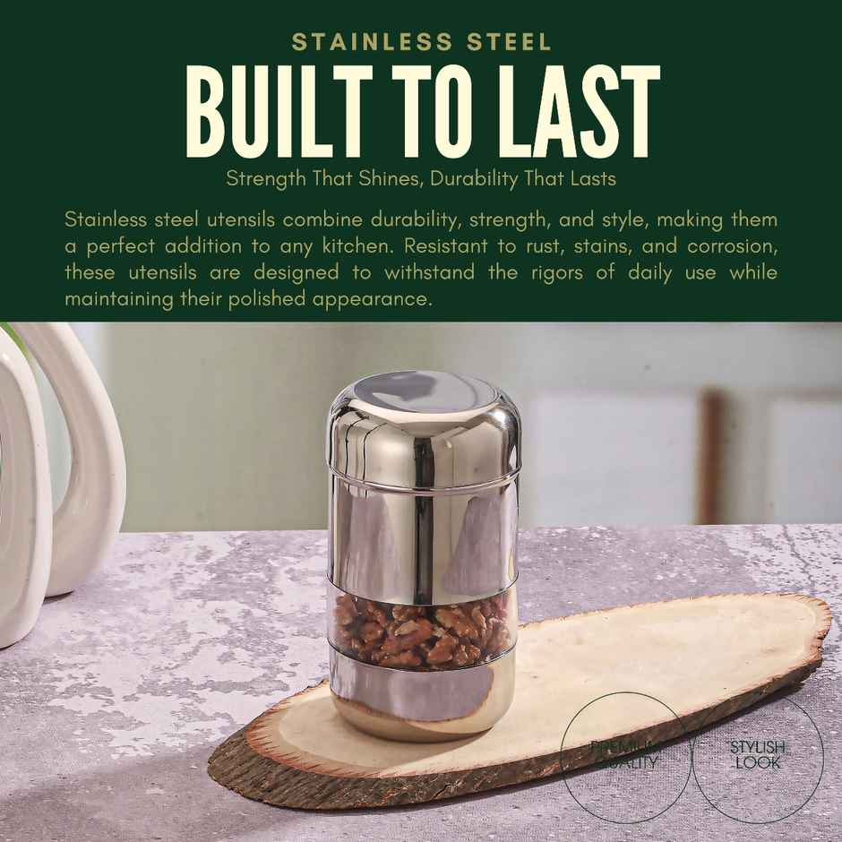 Jensons Stainless Steel Capsule Window Canister 10 cm