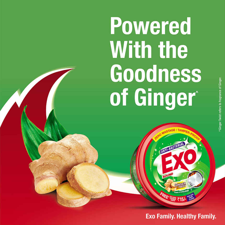 Exo Touch & Shine Round Ginger Twist Dishwash Bar | Anti Bacterial | Tub