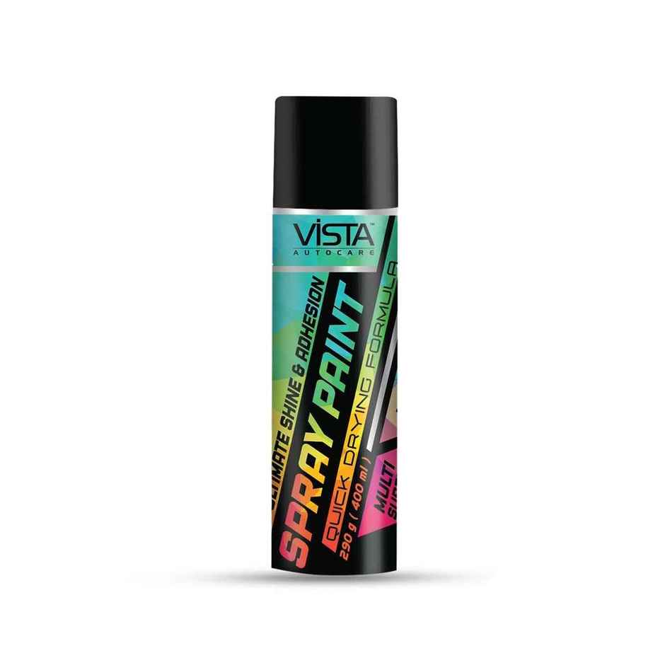 Vista Auto Care Black Glossy Spray Paint Quick-Drying | Multi-Surface for Metal