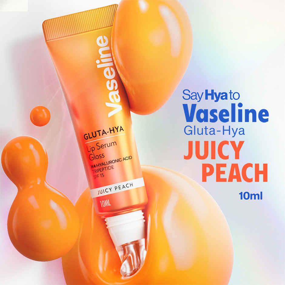 Vaseline Gluta-Hya Juicy Peach Lip Serum Gloss | 4X Hyaluronic Acid & Tripeptide | SPF 15