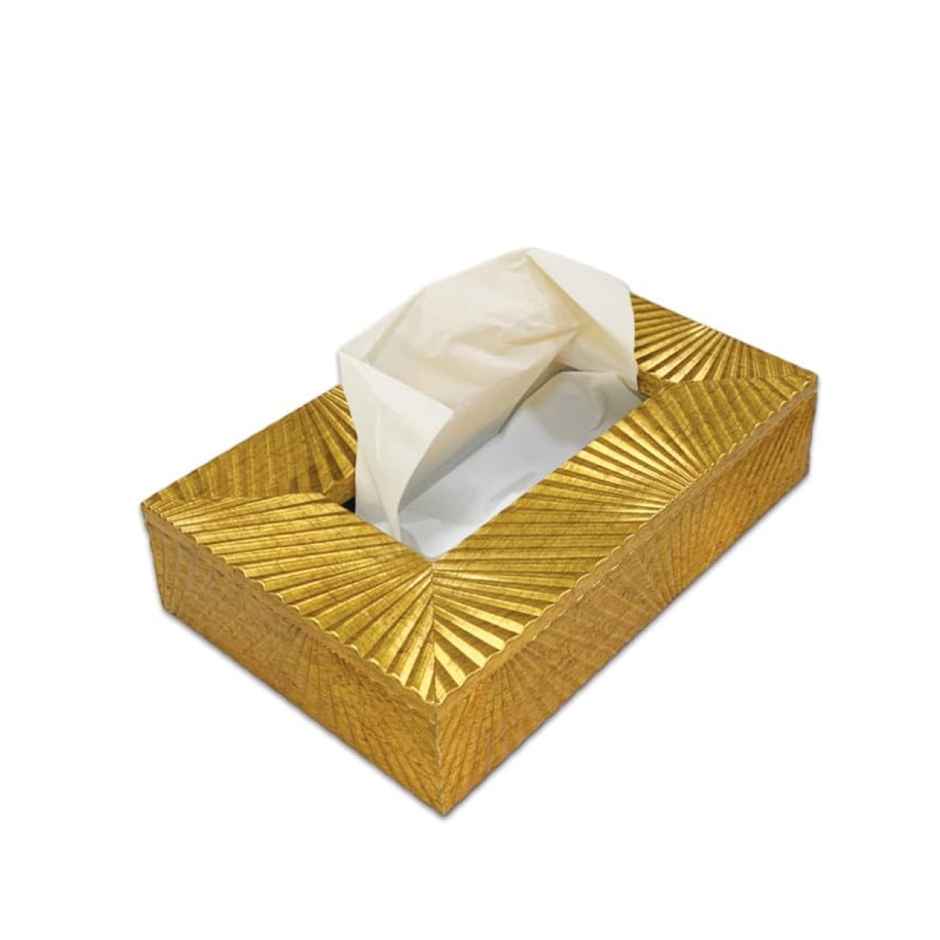 Art Street Tissue Box Holder With Cover | Rectangle Facial Tissue Paper | Gold | 9 x 6 x 2.3 Inch