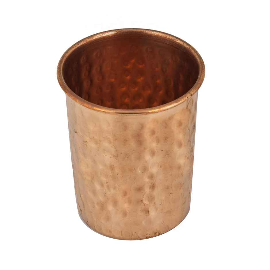 OGGN Hammered Copper Water Glass For Daily & Office Use 250 ml, Pure Copper