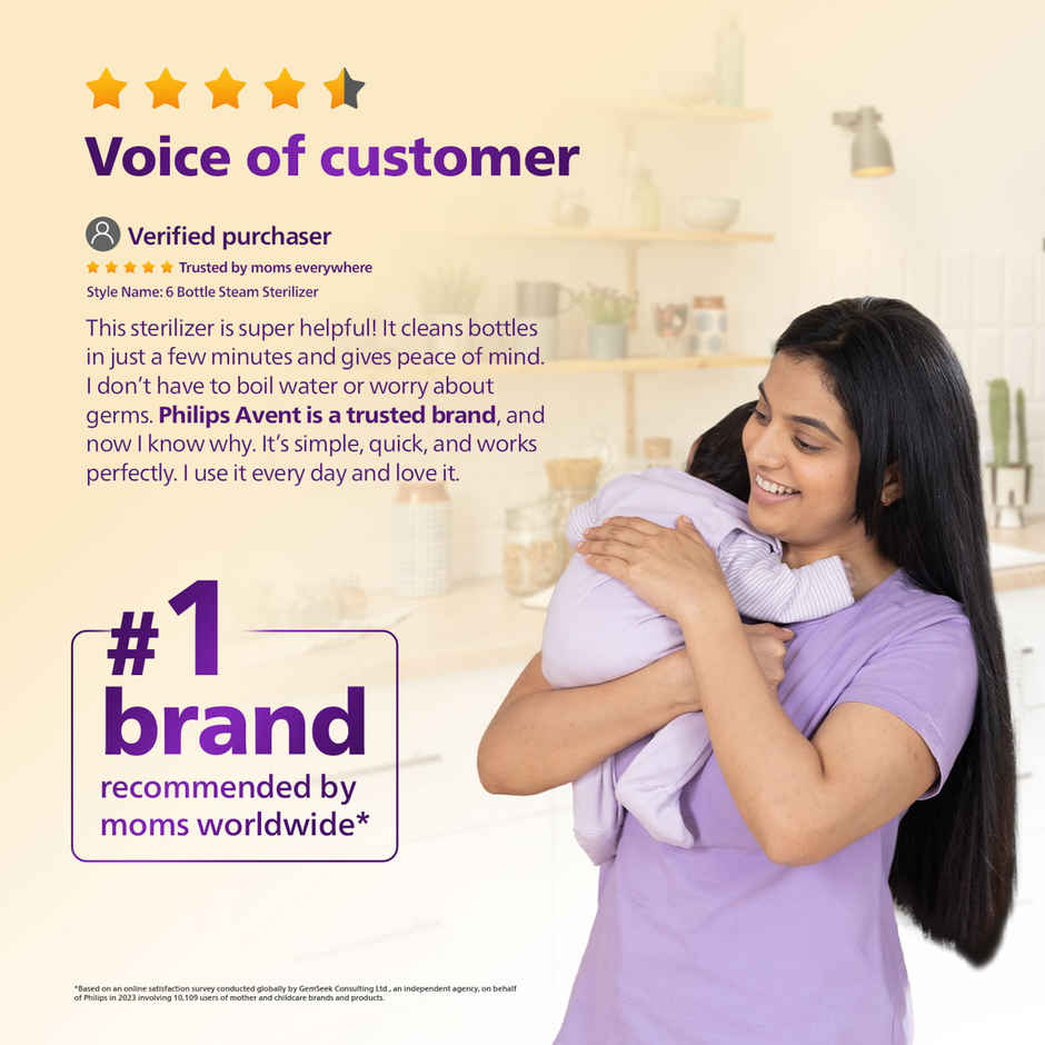 Philips Avent Bottle Sterilizer | Kills 99% Germs | Natural Steam | Stays 24hrs | SCF291/00
