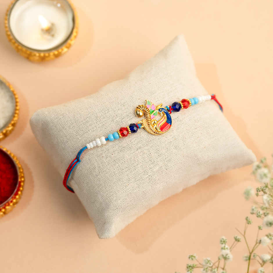 Rakhi for Brother | Designer Colorful Peacock | Pack of 1 | Tomuncle
