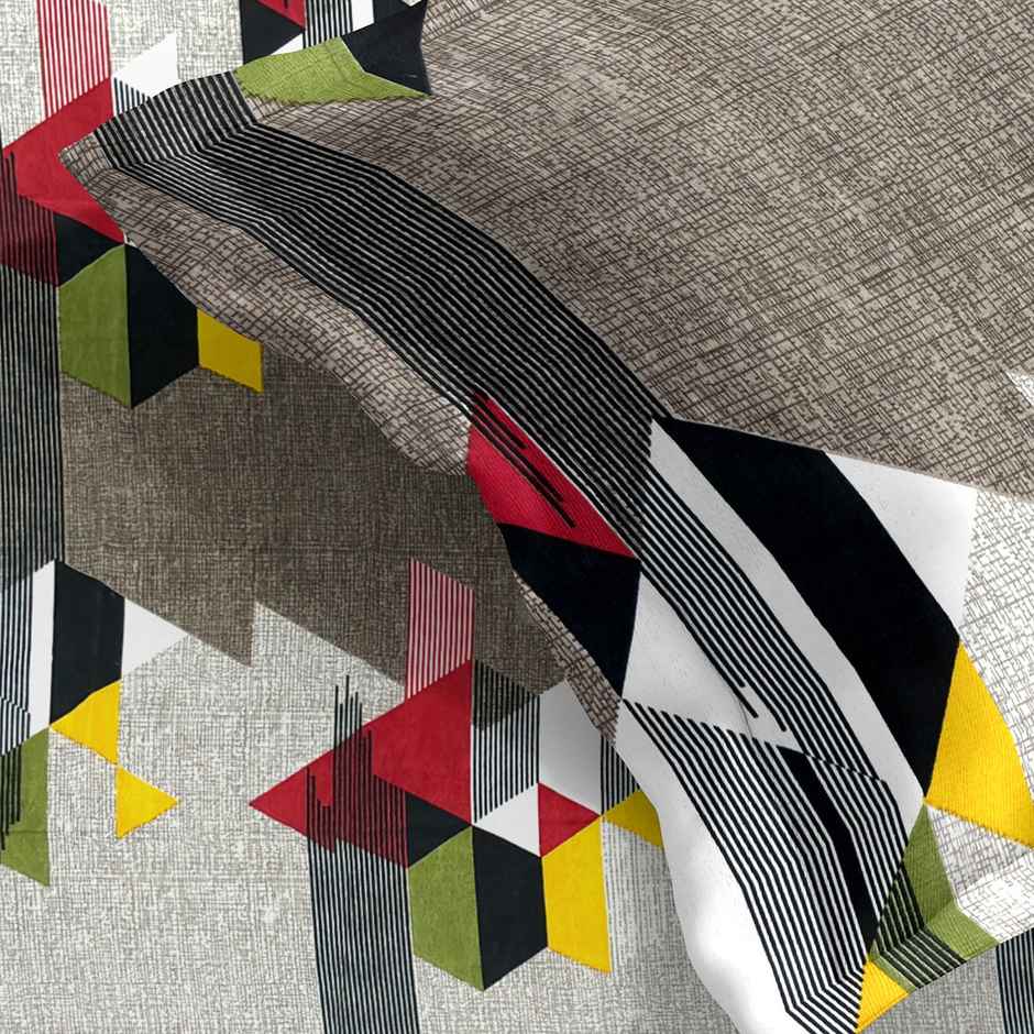 Romee 144 TC Geometric Printed Cotton Double Bedsheet With 2 Pillow Covers | Multicolor
