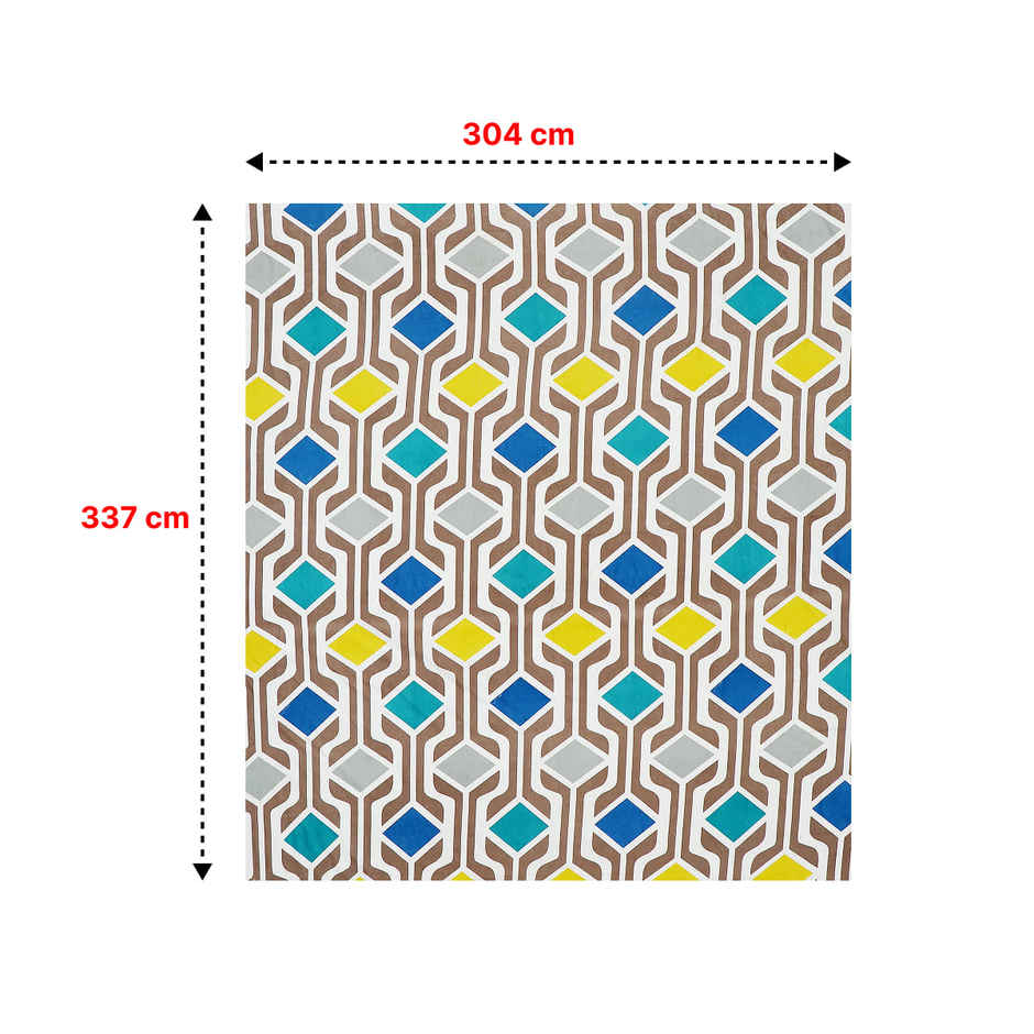 BAY6 Single 110 GSM Microfibre Geometric Print Bedsheet, 1 Pillow Cover | Blue & Grey | 59 x 87 in