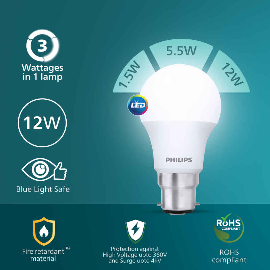 Philips Multi Wattage LED Bulb | 12 W | 6500 K | B22