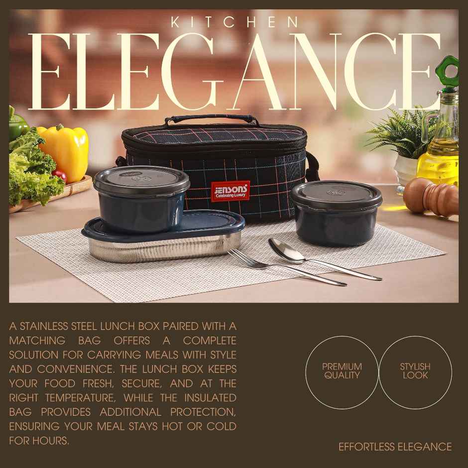 Jensons Stainless Steel Wonder 3 Lunch Box 450ml x 2 and 400ml x 1